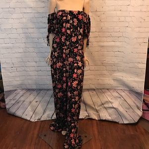 Foral jumpsuit off shoulder pant suit